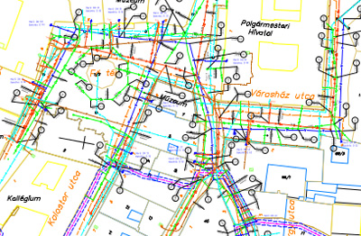 Sopron Fő tér közmű helyszinrajz tervrajza